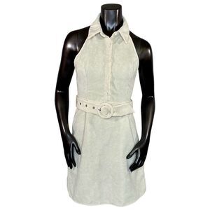 Shein Corduroy Halter Style Mini Dress Belted Button Down Womens Size Small 201